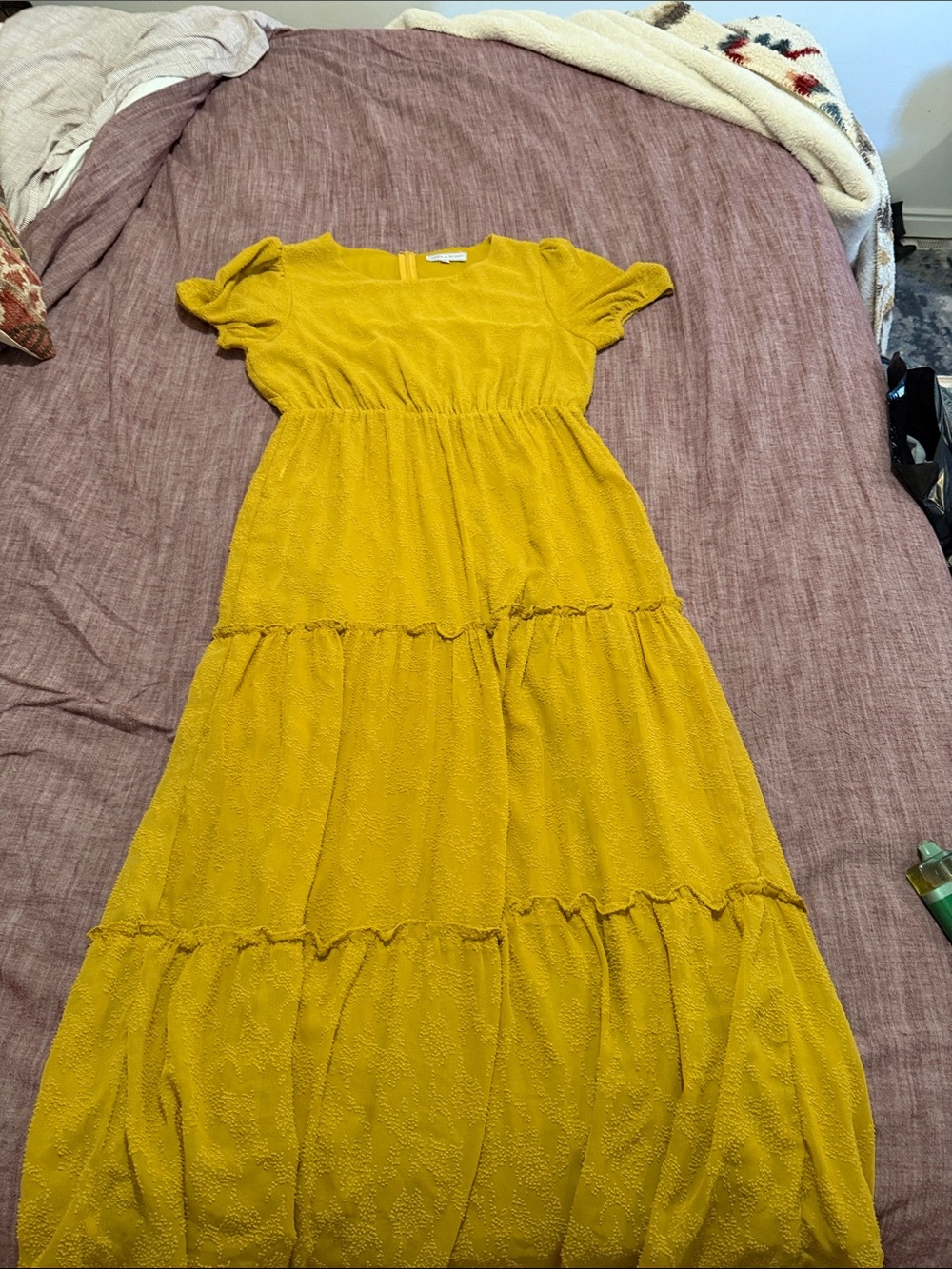 Relaxed Tiered Maxi Dress in Mustard Yellow